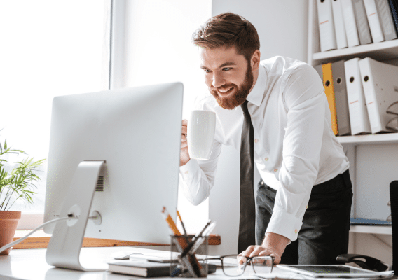 Man looking at a computer screen