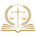 Gold lawyer scale over a book icon