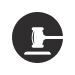 Icon of a gavel in white with black circle behind it