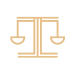 Justice scale icon in gold.